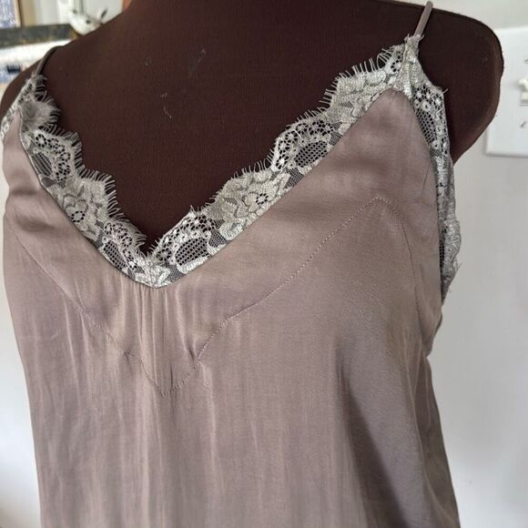 intimately free people satin lace bodysuit tank top women’s size small gray roma - Picture 2 of 8